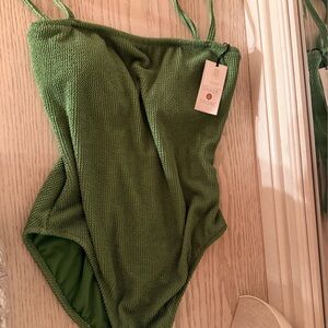 green one piece swimsuit